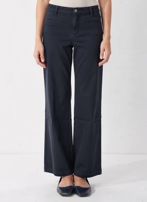Pantalon drept închidere cu fermoar sub clapetă cu nasturi mărime normală albastru COUTURIST femeie