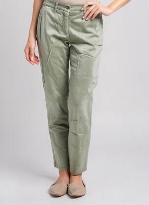 Pantalon chino închidere cu fermoar sub clapetă cu nasturi mărime normală verde COUTURIST femeie