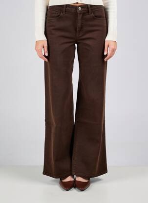Pantalon evazat închidere cu fermoar sub clapetă cu nasturi maro COUTURIST femeie