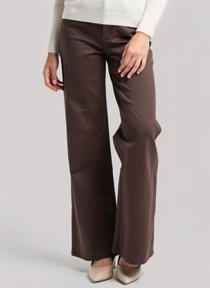 Pantalon evazat închidere cu fermoar sub clapetă cu nasturi maro închis COUTURIST femeie