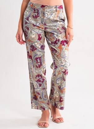 Pantalon drept închidere cu fermoar sub clapetă cu nasturi violet COUTURIST femeie