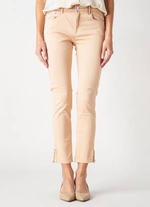 Pantalon 7/8 închidere cu fermoar sub clapetă cu nasturi bej COUTURIST femeie
