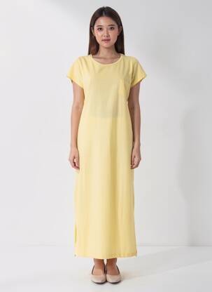 Rochie lungă mâneci scurte mâneci scurte galben LOVE BY MD femeie
