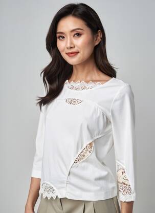 Tricou mâneci 3/4 mâneci 3/4 alb DANIELA DALLAVALLE femeie