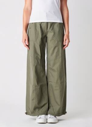 Pantalon larg țesătură poplin mărime normală verde PHILDAR femme