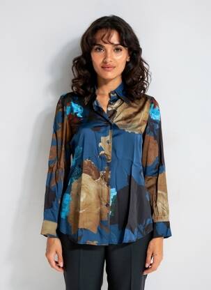 Cămașă croială cambrată mâneci lungi albastru BLANC BOHEME femeie
