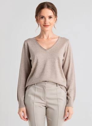 Pulover croială cambrată mâneci lungi bej DIX ONZE (TEN-ELEVEN) femme