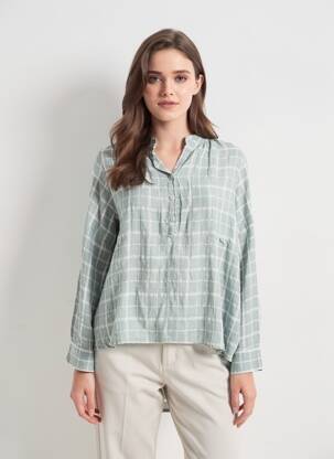Bluză mâneci lungi mâneci lungi verde BLANC BOHEME femeie