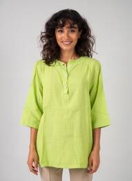 Top guler rotund mâneci 3/4 verde BLANC BOHEME femeie