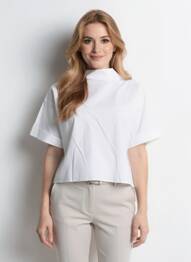 Top mâneci scurte mâneci scurte alb BLANC BOHEME femeie