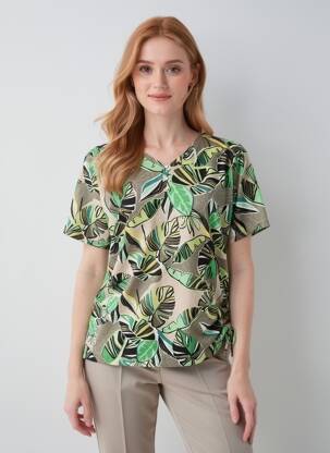 Tricou guler în v mâneci scurte verde RABE femeie