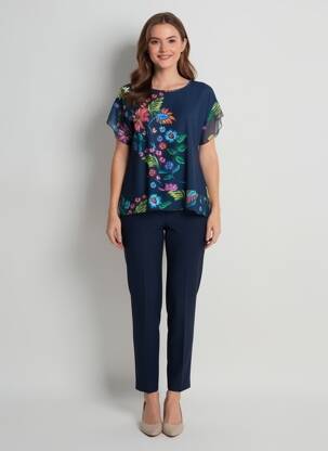 Top mâneci scurte mâneci scurte albastru LOURDES CASTILLO femme