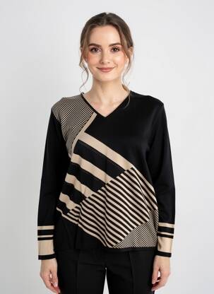 Pulover croială cambrată mâneci lungi negru GREGORY PAT femeie