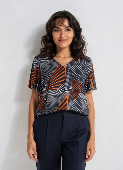 Tricou guler în v mâneci scurte albastru FRANCE RIVOIRE femme