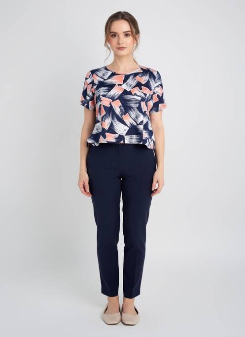 Tricou imprimeu fantezie mâneci scurte albastru FRANCE RIVOIRE femme