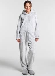 Salopetă-pantalon mâneci lungi gri REBELLE femme