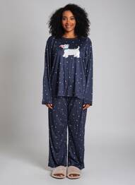 Pijama guler rotund albastru REBELLE femme