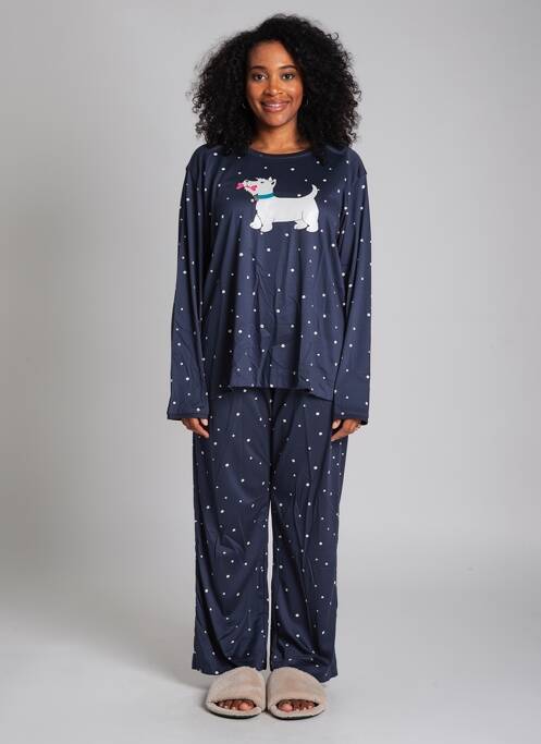 Pijama guler rotund albastru REBELLE femme