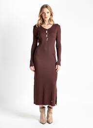 Rochie lungă mâneci lungi mâneci lungi maro AN' GE femeie