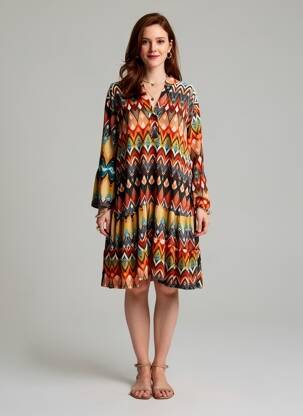 Rochie midi mâneci 3/4 mâneci 3/4 portocalie JOY'S PARIS femeie
