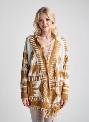 Vestă cu mâneci lungi elasticitate maro 2W PARIS femeie