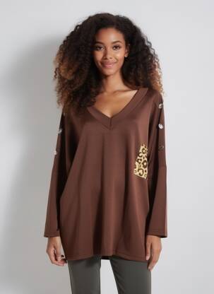 Hanorac elasticitate mâneci lungi maro 2W PARIS femme