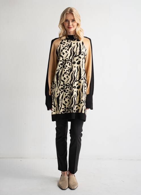 Rochie pulover strânsă pe partea de jos mâneci lungi bej BISOU'S PROJECT femme