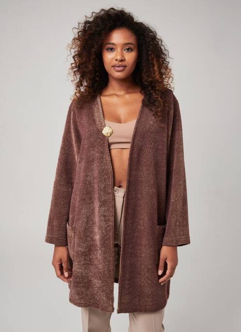 Vestă cu mâneci lungi elasticitate maro 2W PARIS femme