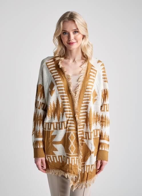Vestă cu mâneci lungi elasticitate maro 2W PARIS femme