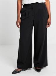 Pantalon larg țesătură poplin mărime normală negru LE TEMPS DES CERISES femme