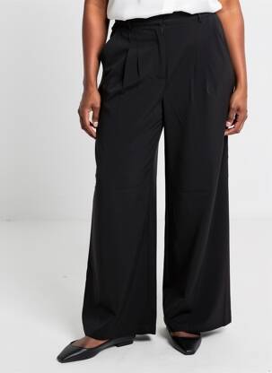 Pantalon larg închidere cu fermoar sub clapetă cu nasturi mărime normală negru LE TEMPS DES CERISES femme