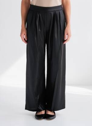 Pantalon larg croială fluidă mărime normală negru GOLDEN LIVE femme