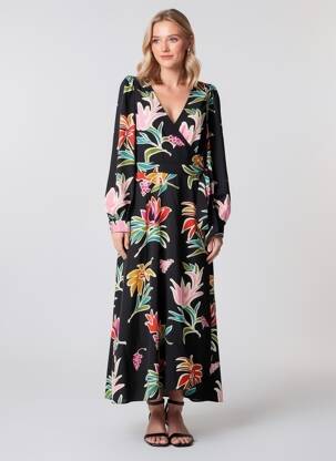 Rochie lungă mâneci lungi mâneci lungi negru MOLLY BRACKEN femeie