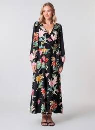 Rochie lungă mâneci lungi mâneci lungi negru MOLLY BRACKEN femeie