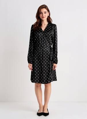 Rochie midi croială fluidă mâneci lungi negru MOLLY BRACKEN femeie