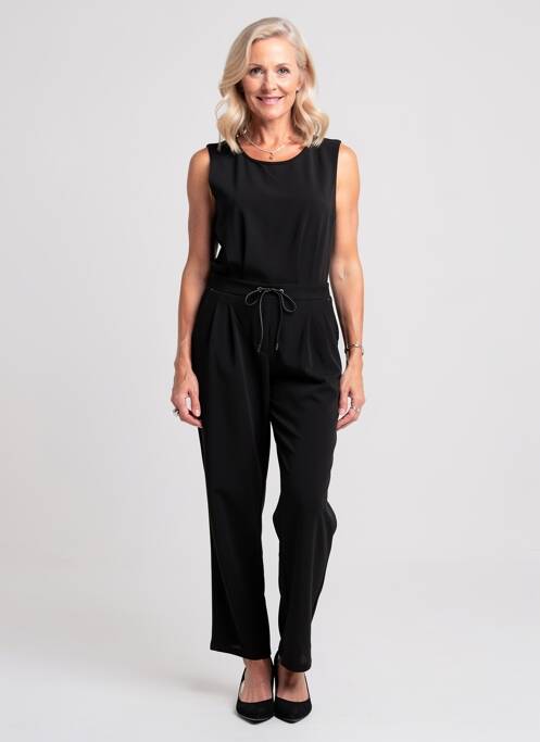 Salopetă-pantalon țesătură crep mâneci scurte negru KAPORAL femme