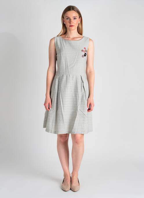 Rochie midi țesătură crep fără mâneci alb LULU.H femme