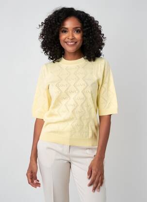 Tricou croială cambrată mâneci scurte galben MORGAN femeie