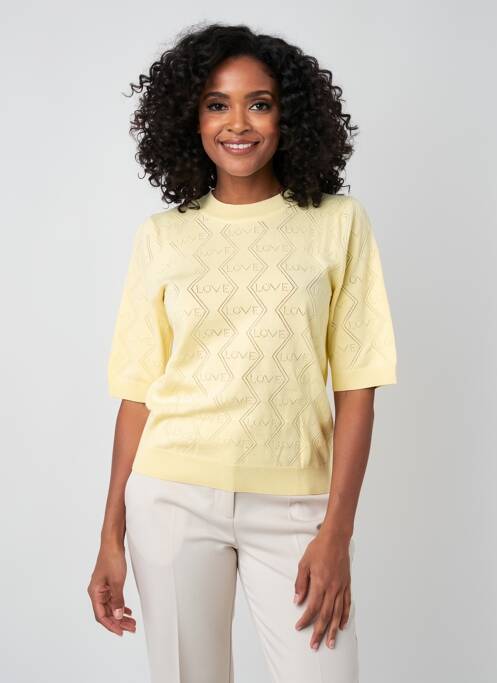 Tricou croială cambrată mâneci scurte galben MORGAN femme
