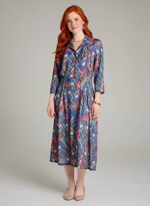 Rochie midi mâneci 3/4 mâneci 3/4 albastru EGERIE femeie