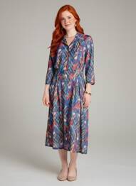 Rochie midi mâneci 3/4 mâneci 3/4 albastru EGERIE femme