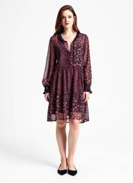 Rochie midi imprimeu floral mâneci lungi negru DESIGUAL femeie