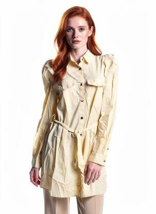 Rochie scurtă mâneci lungi mâneci lungi bej BISCOTE femeie