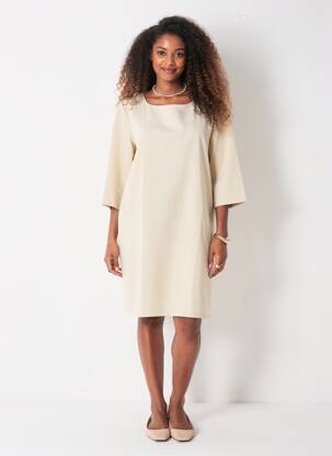 Rochie scurtă mâneci 3/4 mâneci 3/4 bej LA CROISETTE femeie