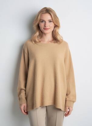 Pulover elasticitate mâneci lungi bej DOLCEZZA femeie