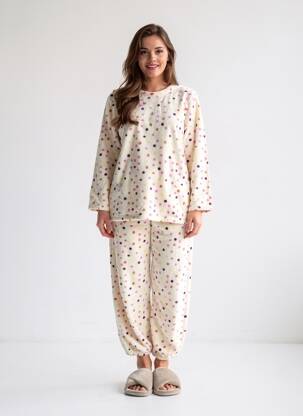 Pijama croială dreaptă bej ROSE POMME femeie