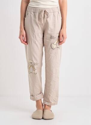 Pantalon drept elasticitate mărime normală bej MINA ROSA femeie