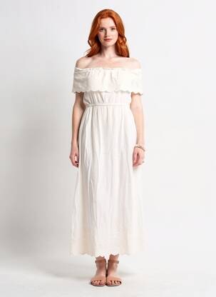 Rochie lungă mâneci scurte mâneci scurte alb COMPTOIR DES COTONNIERS femeie