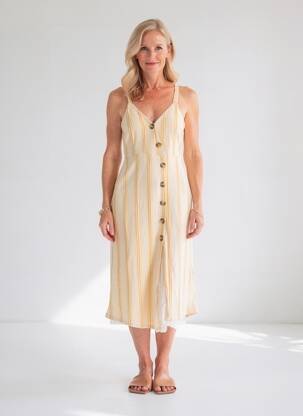 Rochie midi fără mâneci fără mâneci galben PULL & BEAR femeie