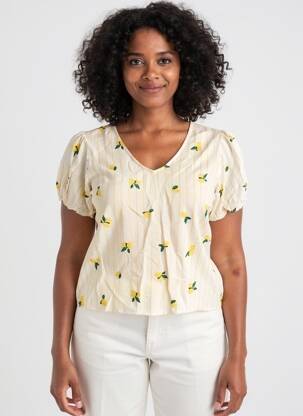Tricou croială dreaptă mâneci scurte alb BLANCHEPORTE femeie